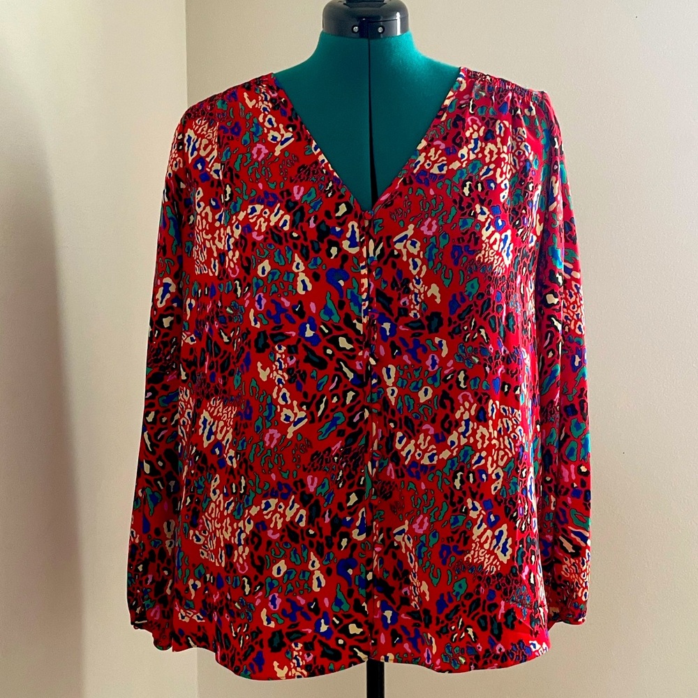 Tanya Taylor flowy Barbara red silk top - size 14
